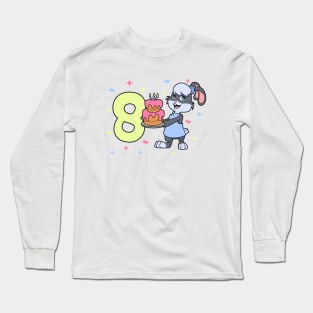 I am 8 with bunny - girl birthday 8 years old Long Sleeve T-Shirt